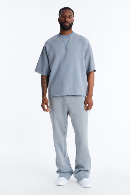 Washed Raw Edge Oversized Tee - Slate Blue - image 2