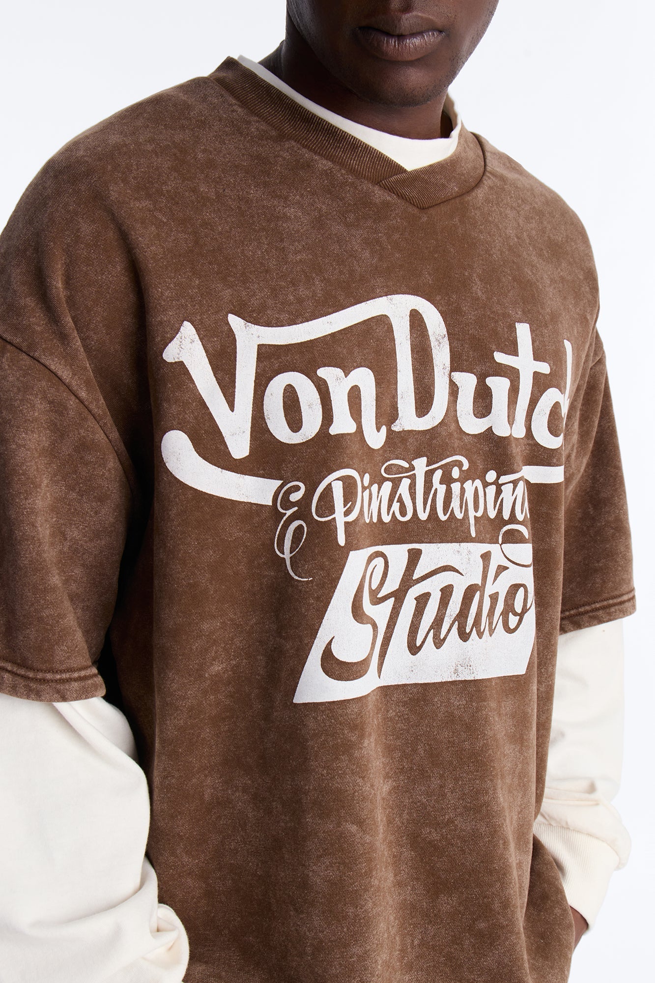 Von Dutch Studio Oversized Fleece Twofer - Brown - image 3
