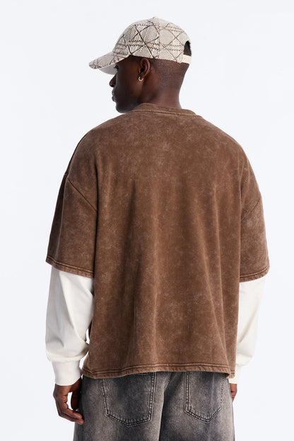 Von Dutch Studio Oversized Fleece Twofer - Brown - image 4