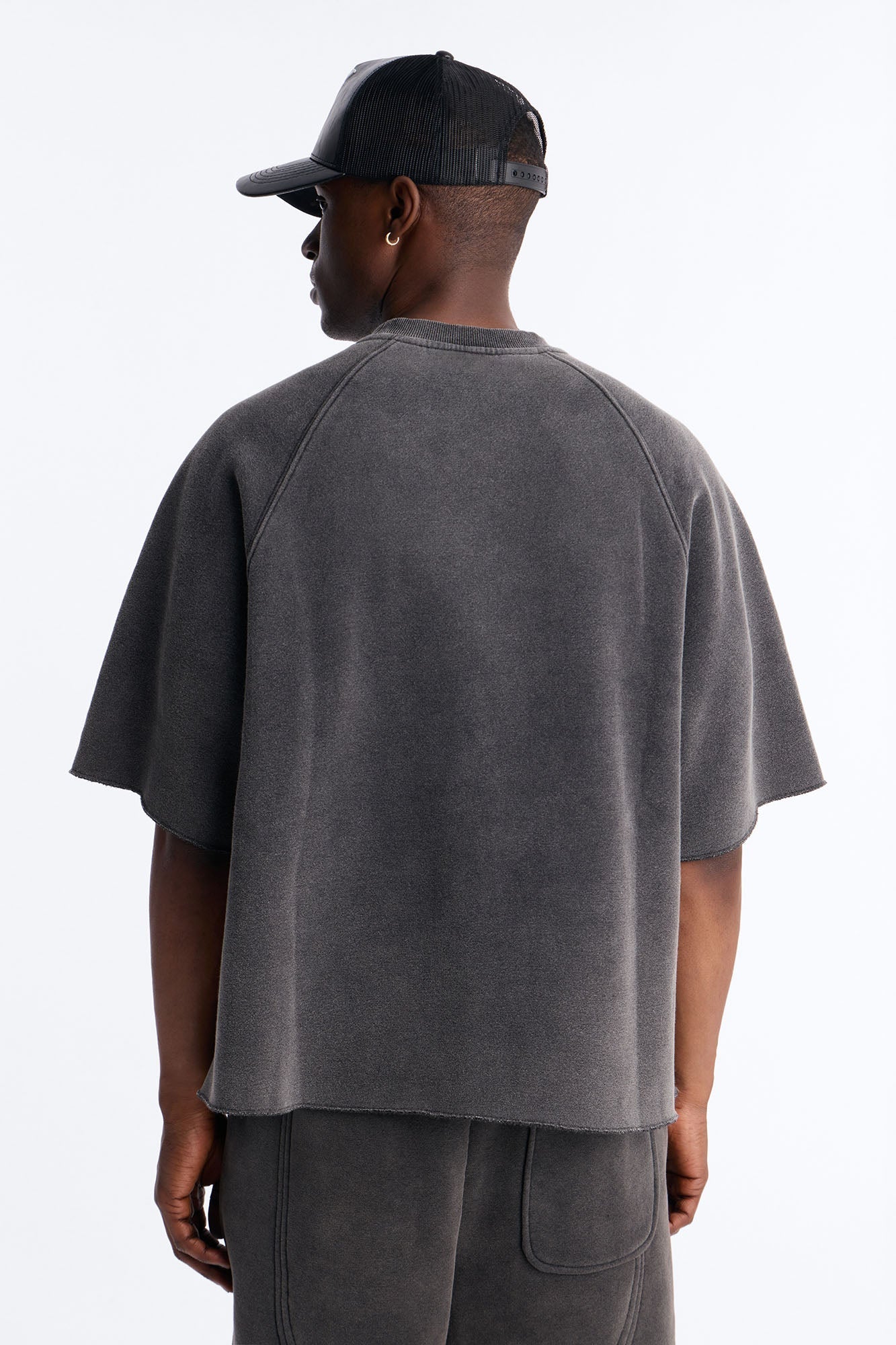 Washed Raw Edge Oversized Tee - Black Wash - image 4
