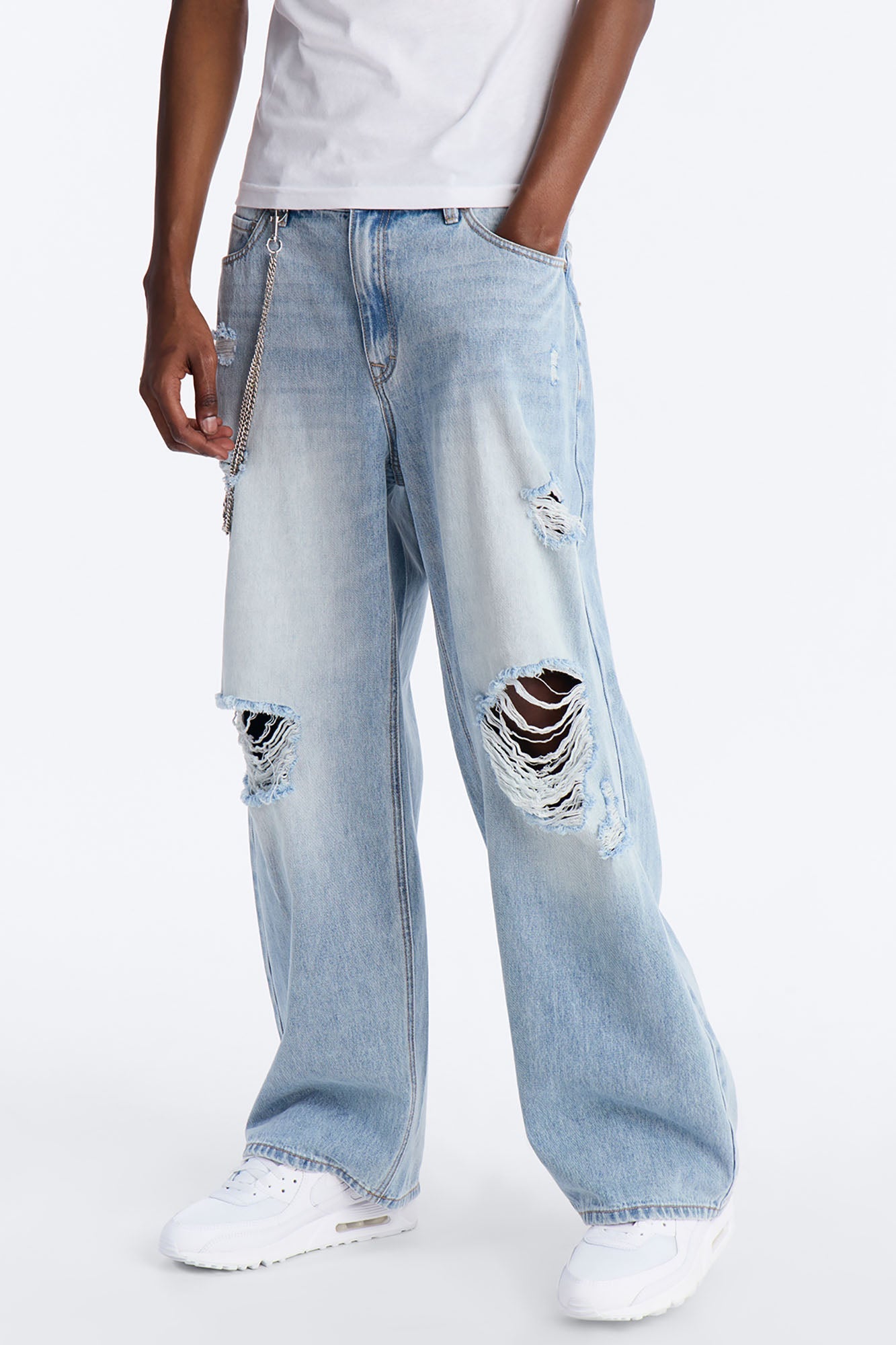 Essential Destroyed Baggy Rigid Jean - Light Blue Wash - image 1