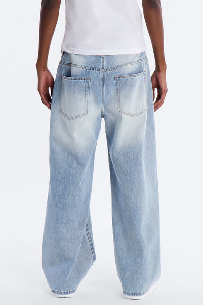 Essential Destroyed Baggy Rigid Jean - Light Blue Wash - image 3