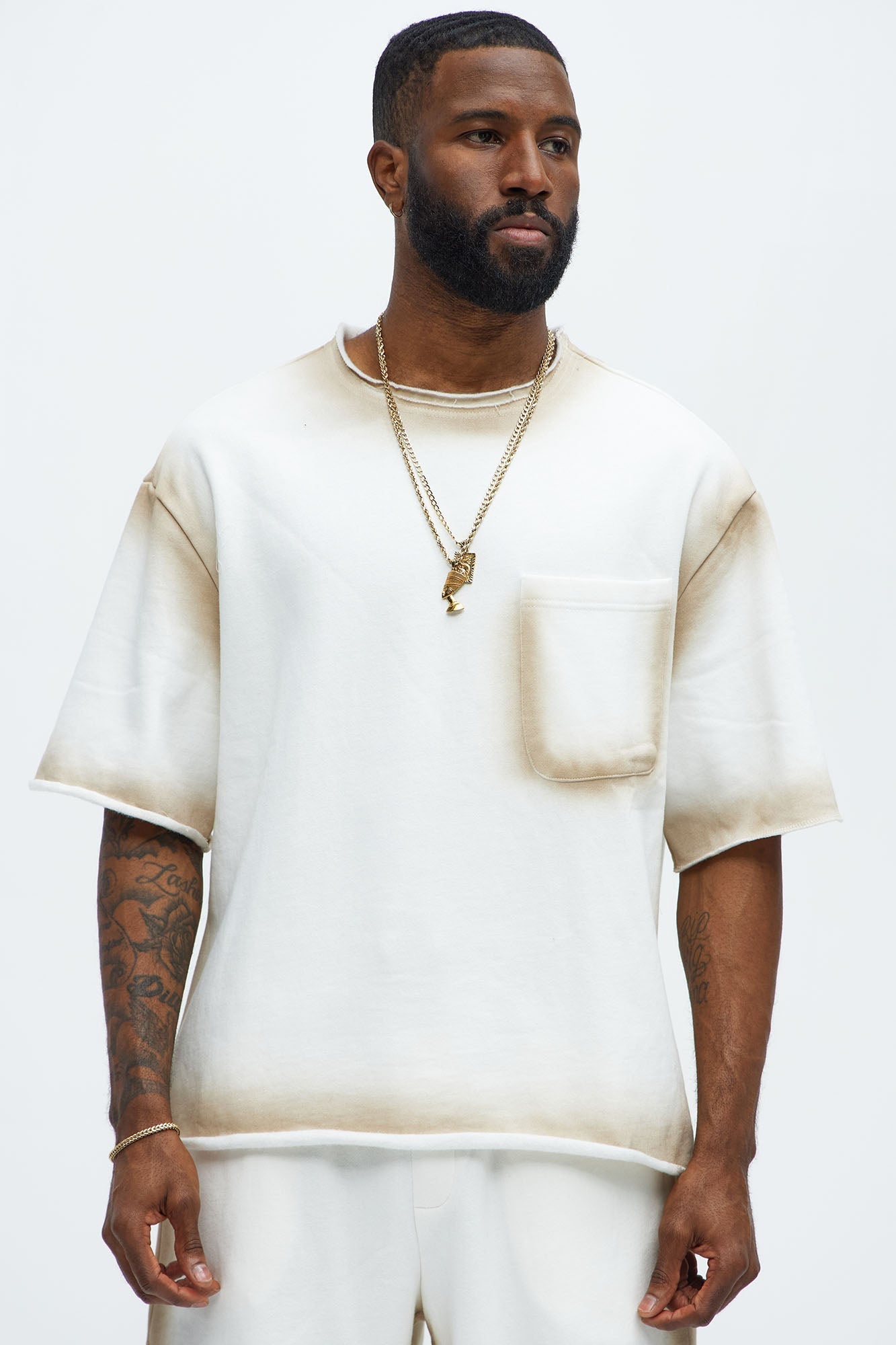 Tyson Blurred Lines Relaxed Fleece Tee - Cream - image 1
