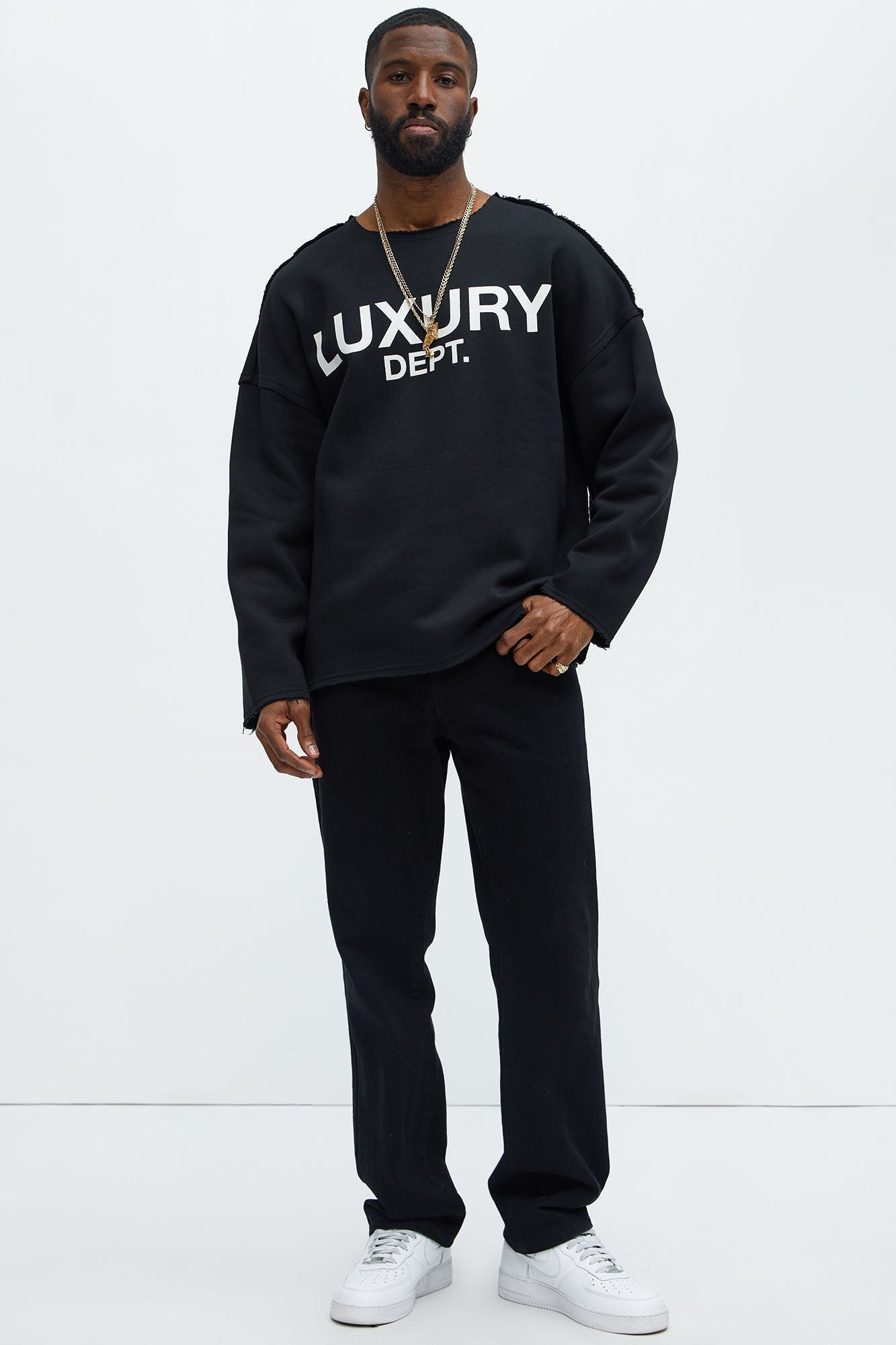 Tyson Luxury Dept Frayed Oversized Sweatshirt - Black - image 2