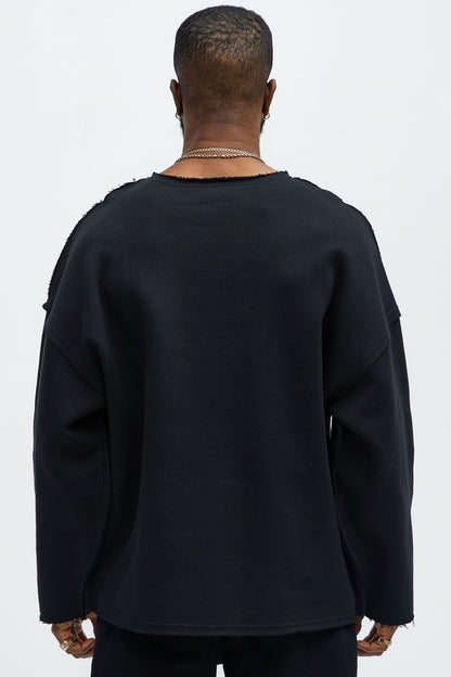 Tyson Luxury Dept Frayed Oversized Sweatshirt - Black - image 4