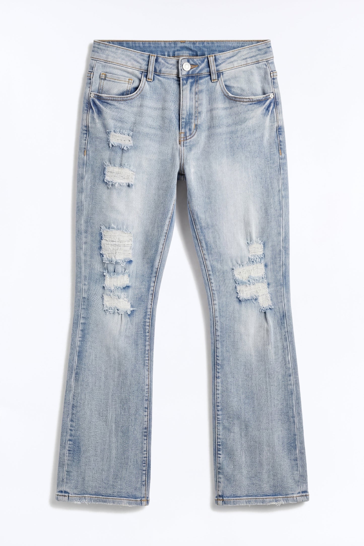 Stacked Skinny Flare Rouge Ripped Jeans - Light Wash - image 2