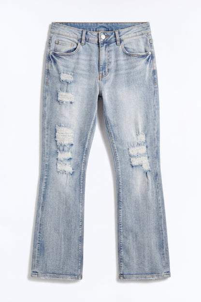 Stacked Skinny Flare Rouge Ripped Jeans - Light Wash - image 2