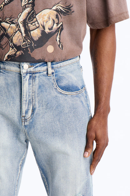 Stacked Skinny Flare Rouge Ripped Jeans - Light Wash - image 4