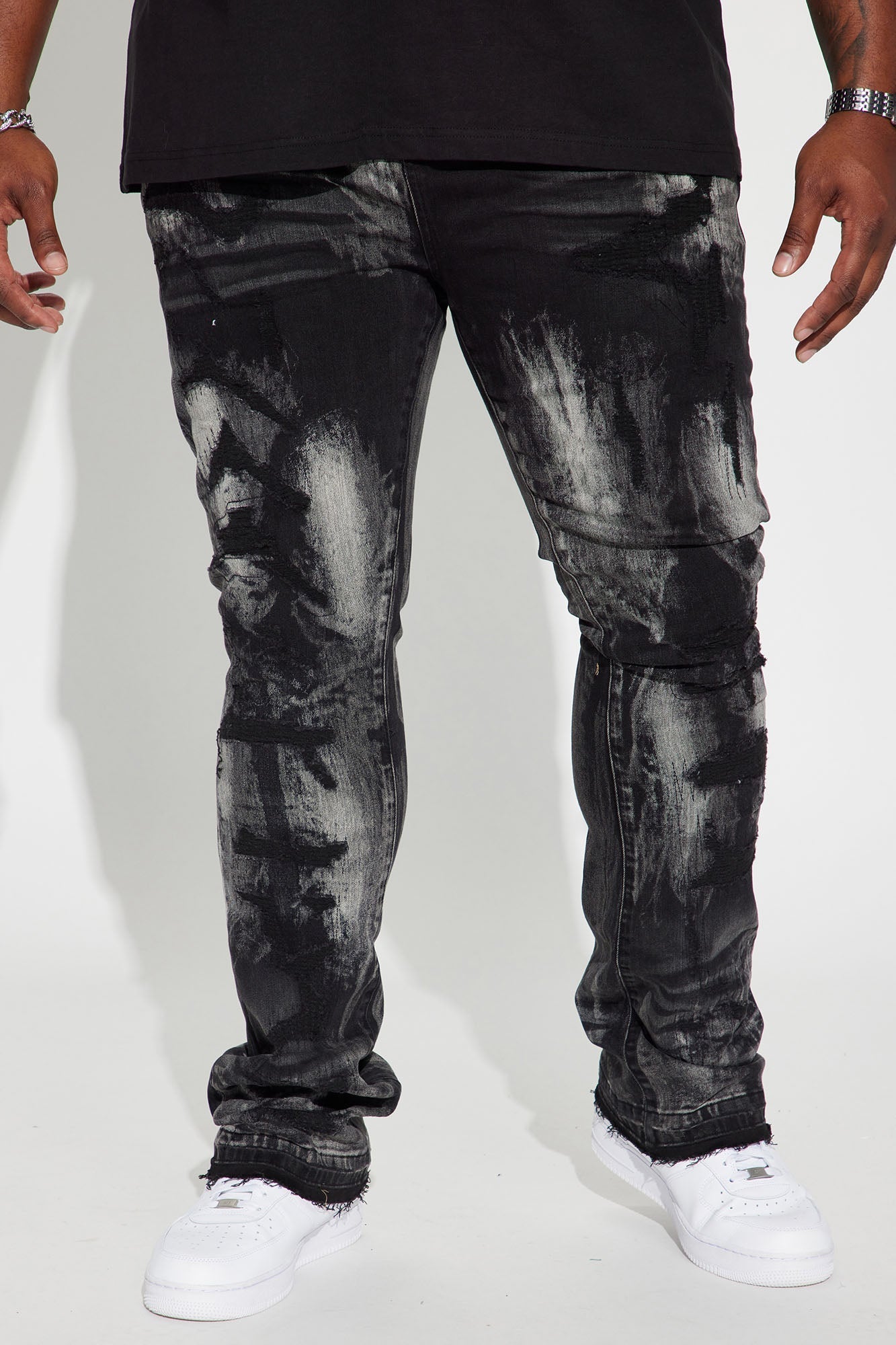 No Cap Stacked Skinny Flare Jeans - Black Wash - image 2