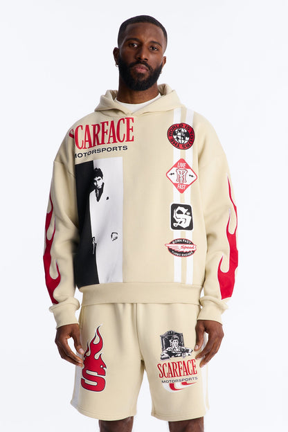 Scarface Embroidery Patch Hoodie - Khaki - image 1