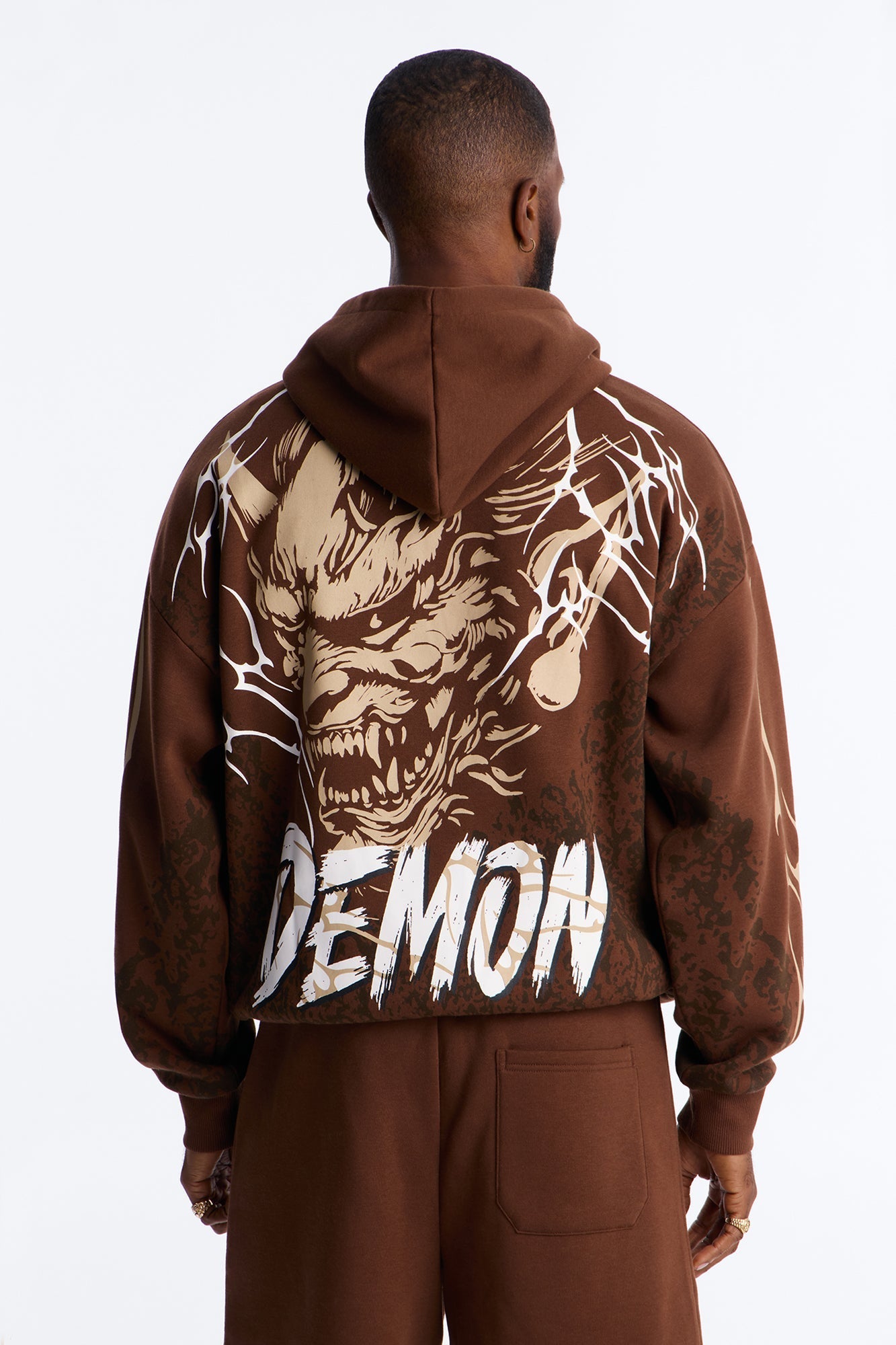 Dodge Demon Oni Mask Oversized Hoodie - Brown - image 1