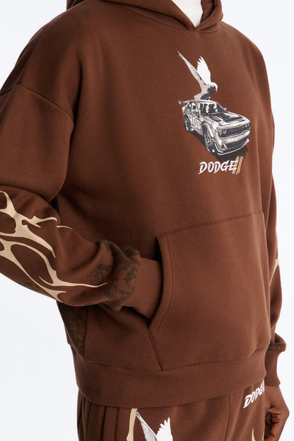 Dodge Demon Oni Mask Oversized Hoodie - Brown - image 3