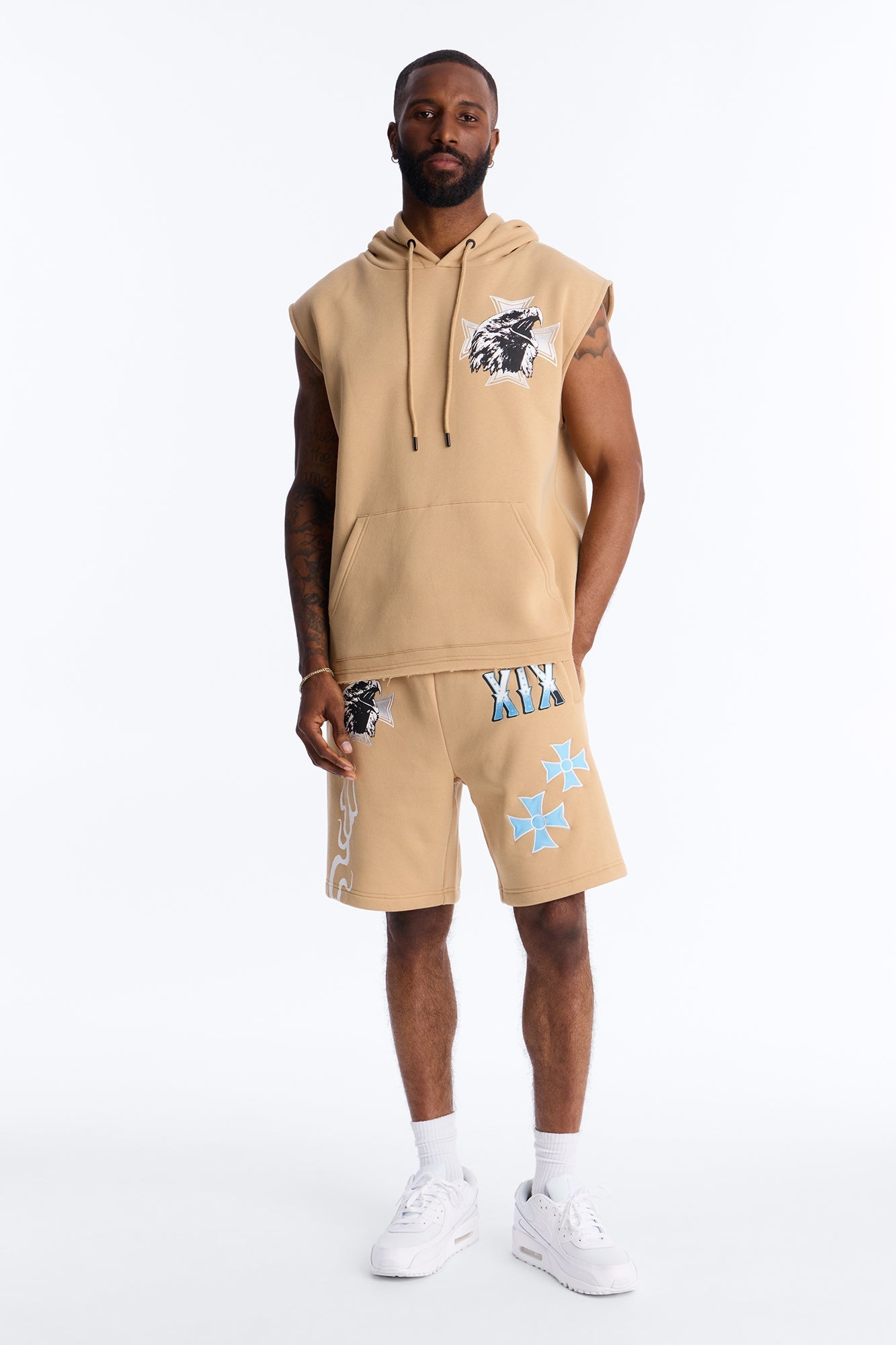 Fly Eagles Sleeveless Hoodie - Khaki - image 2