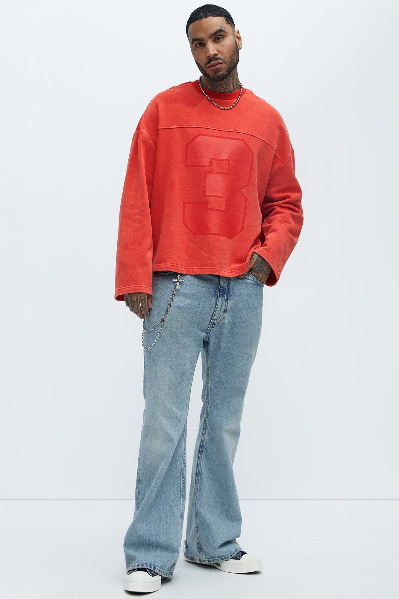 Kyle Long Sleeve Oversized Tee - Red - image 2