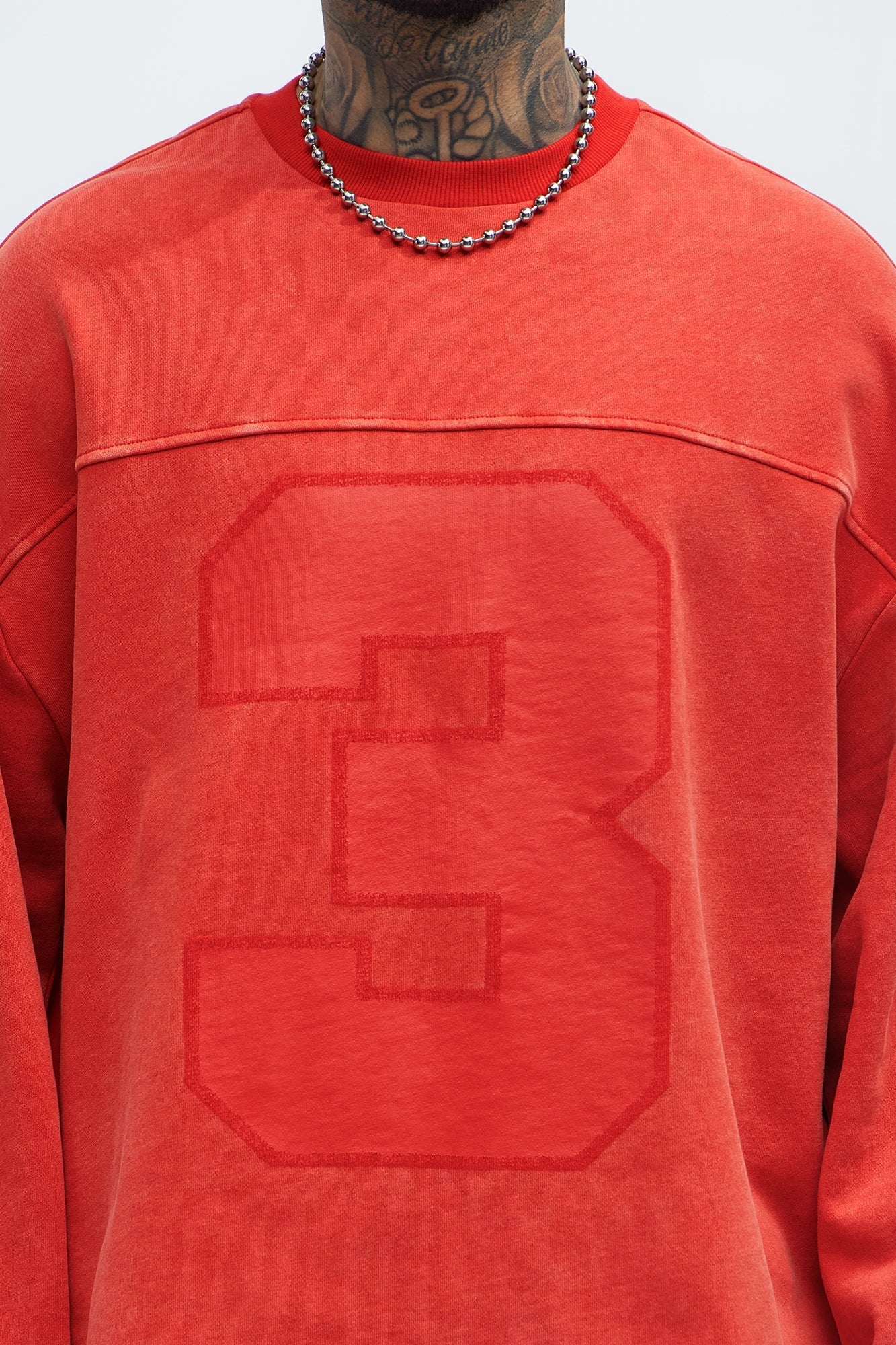 Kyle Long Sleeve Oversized Tee - Red - image 3