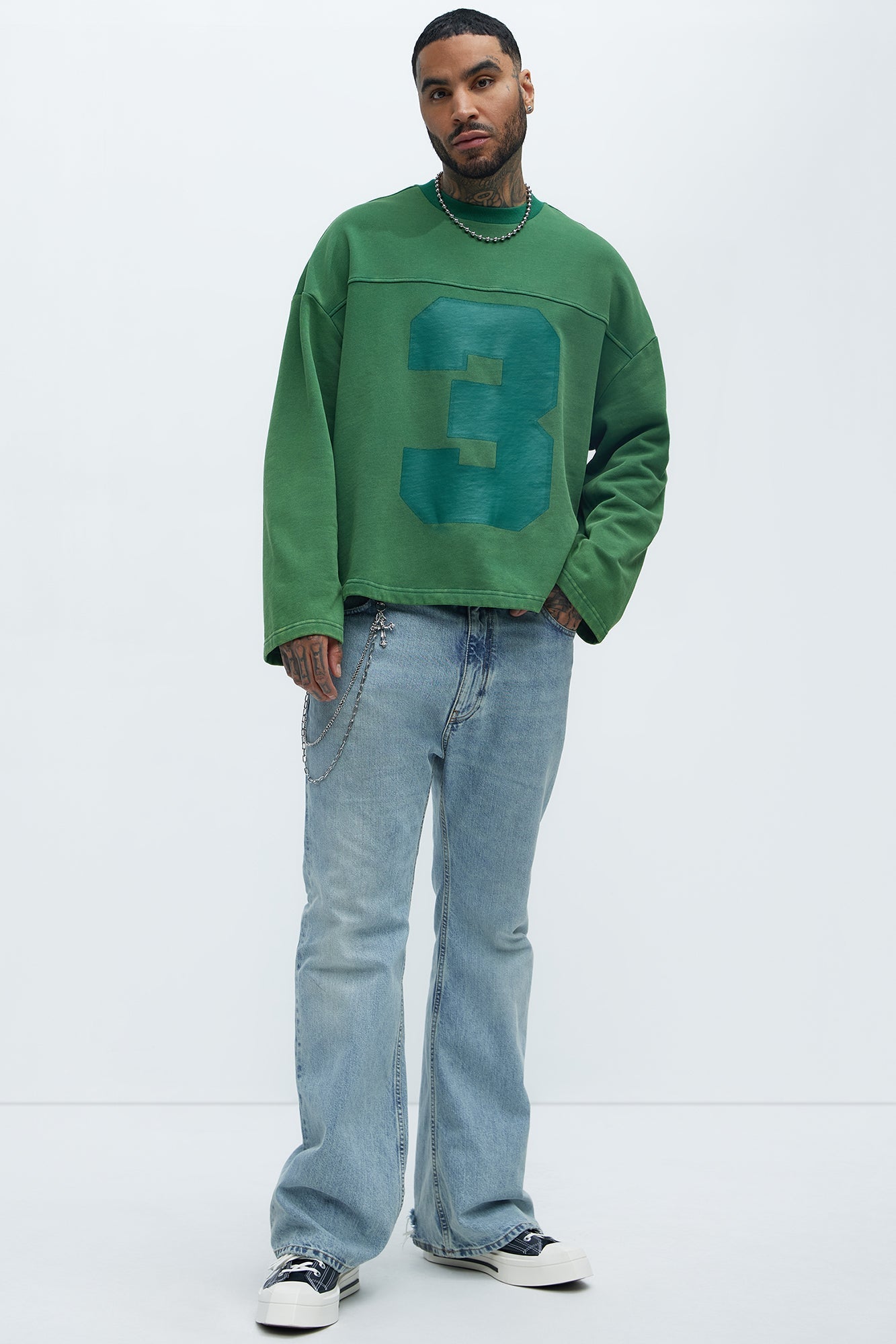 Kyle Long Sleeve Oversized Tee - Green - image 2