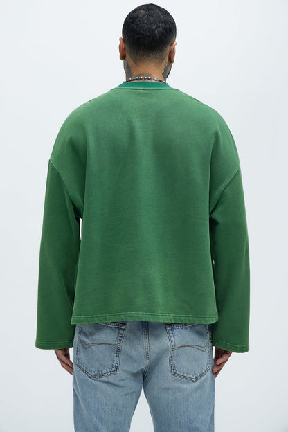 Kyle Long Sleeve Oversized Tee - Green - image 4