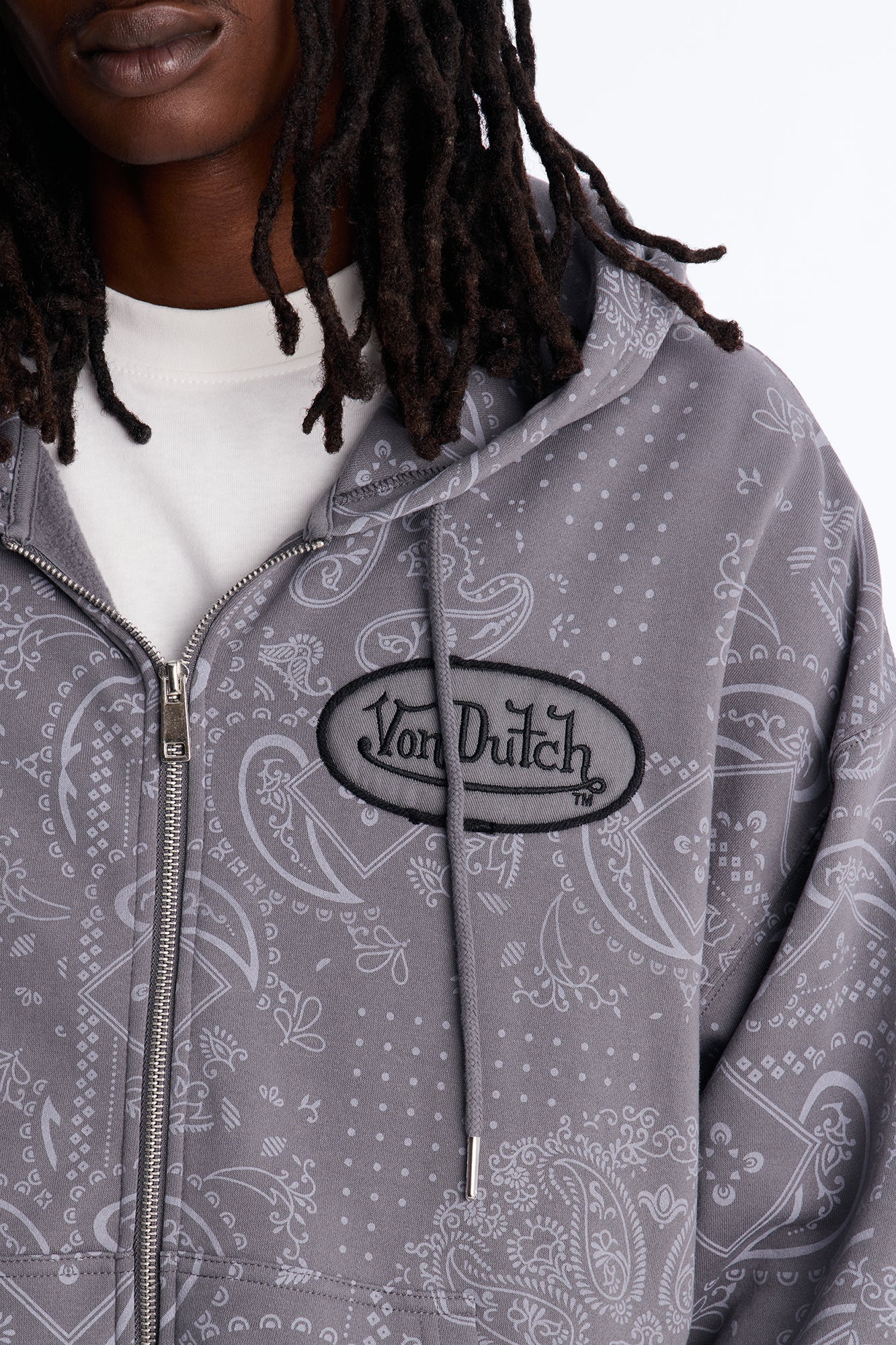 Von Dutch Chain Stitched Zip Up Hoodie - Charcoal - image 3