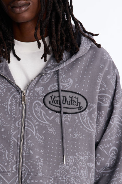 Von Dutch Chain Stitched Zip Up Hoodie - Charcoal - image 3