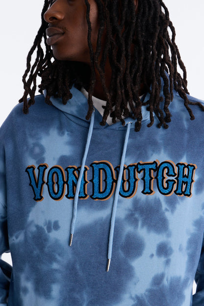 Von Dutch Outlaw Bleach Dyed Raw Edge Hoodie - Blue - image 3
