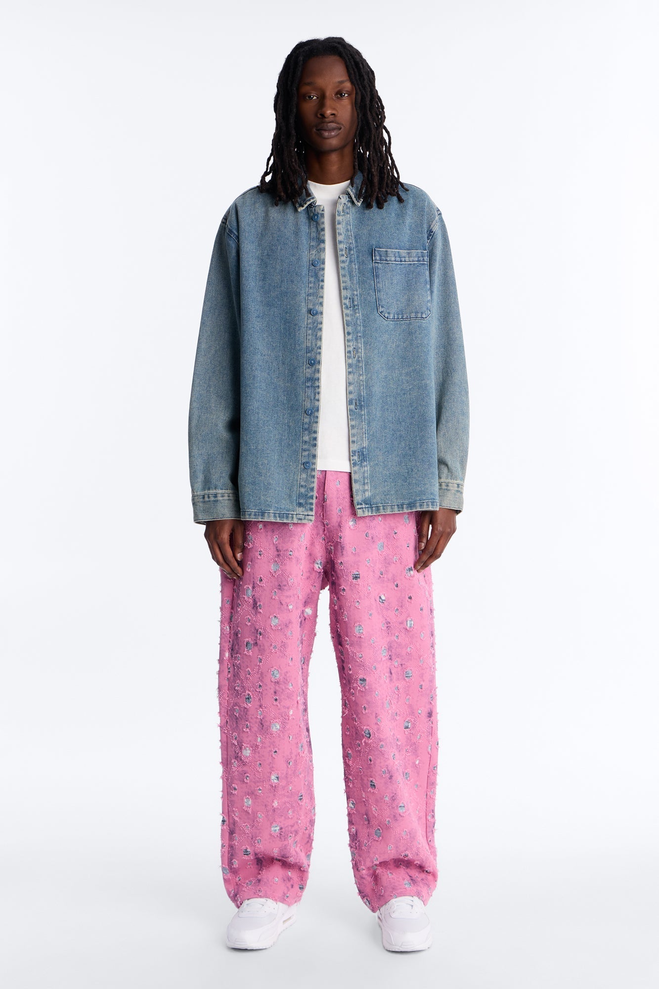 Baggy Frayed Illusions Jean - Pink - image 2