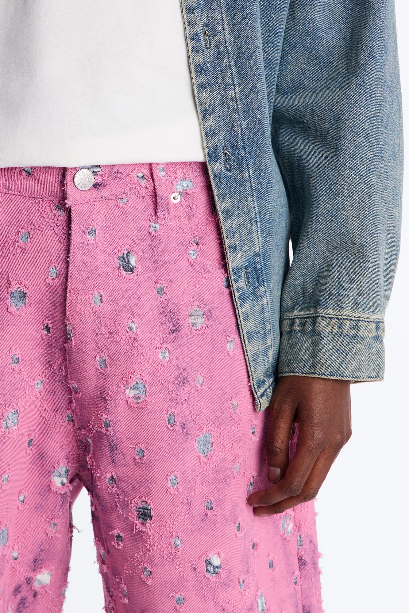 Baggy Frayed Illusions Jean - Pink - image 3