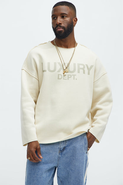 Tyson Luxury Dept Frayed Oversized Sweatshirt - Cream - image 1