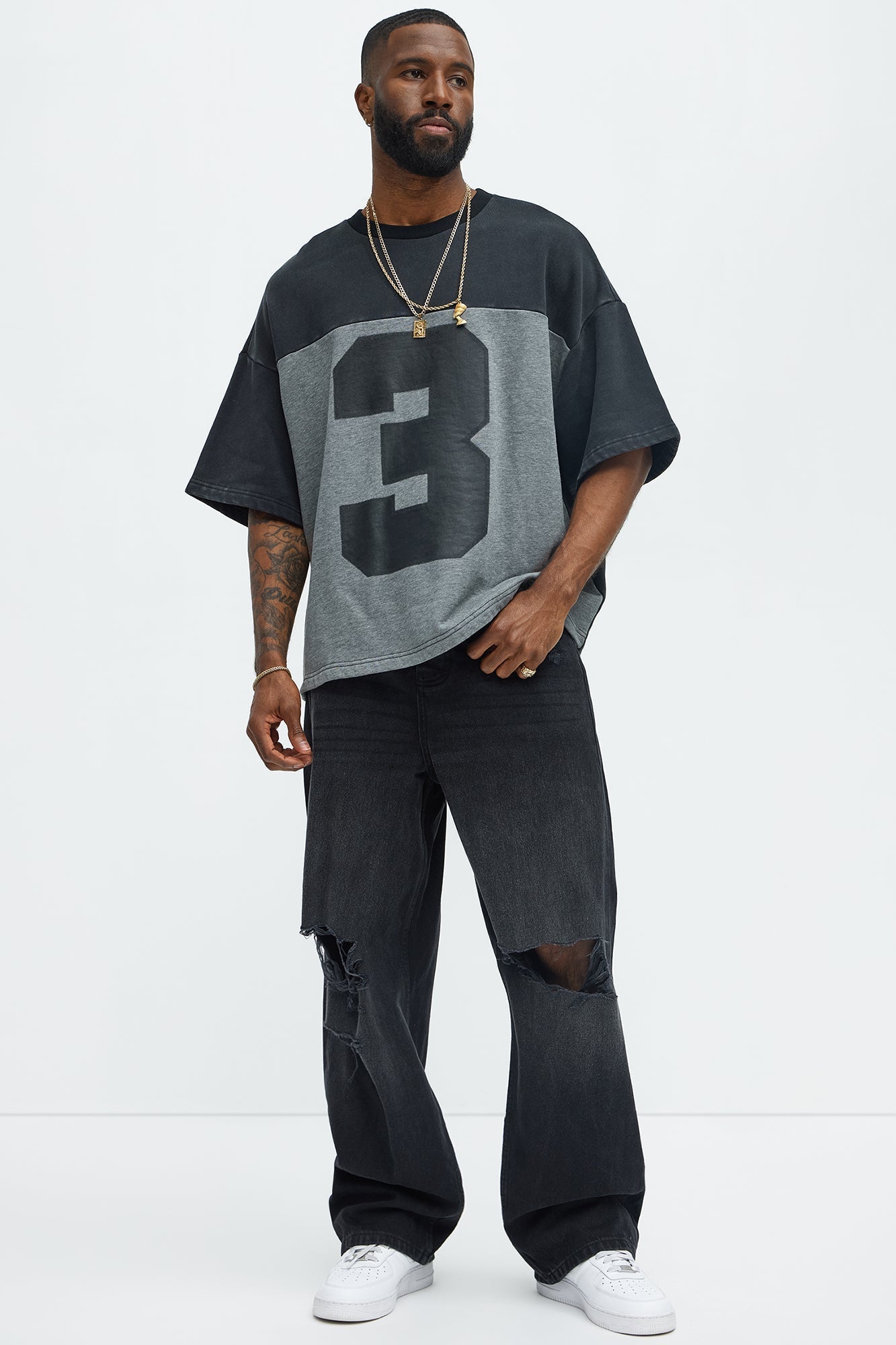 Kyle Color Block Oversized Tee - Black/combo - image 2