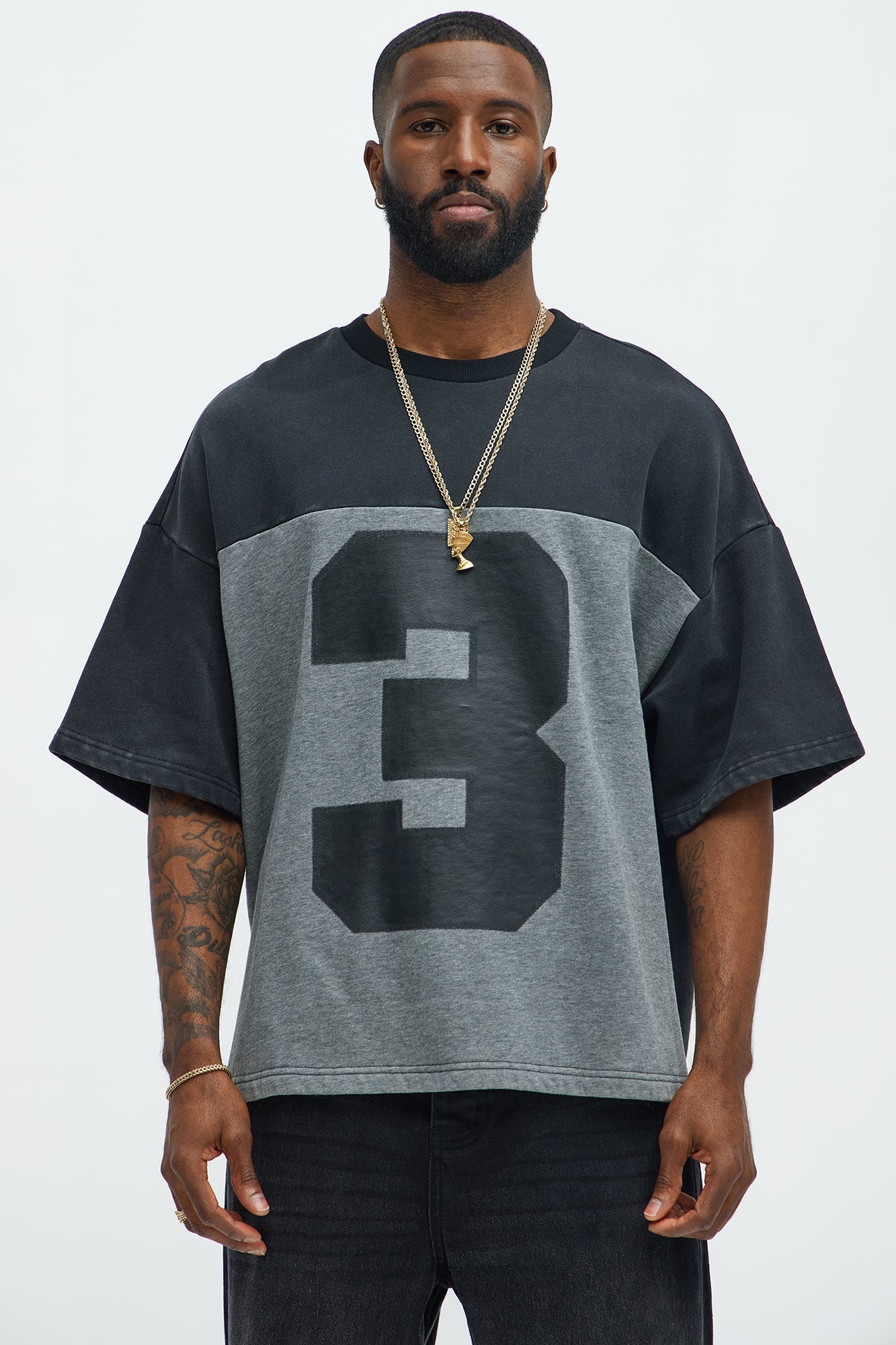 Kyle Color Block Oversized Tee - Black/combo - image 1