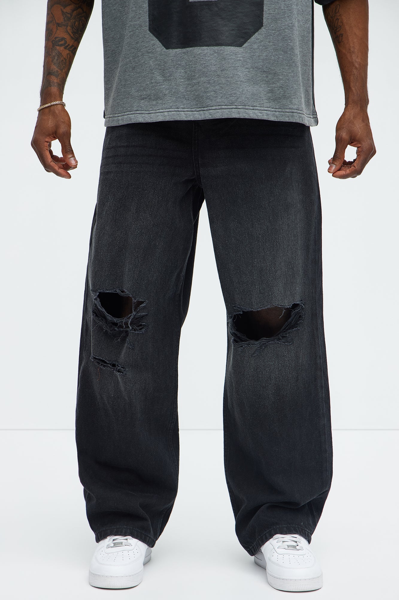 Alvarez Distressed Baggy Jeans - Black Wash - image 1