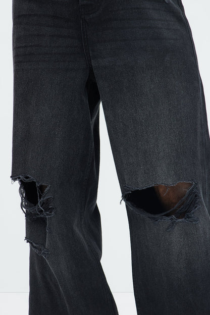 Alvarez Distressed Baggy Jeans - Black Wash - image 4