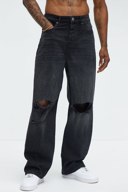 Alvarez Distressed Baggy Jeans - Black Wash - image 3