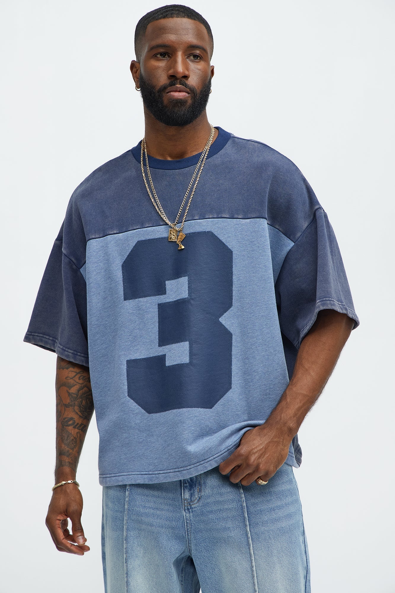 Kyle Color Block Oversized Tee - Navy/combo - image 1