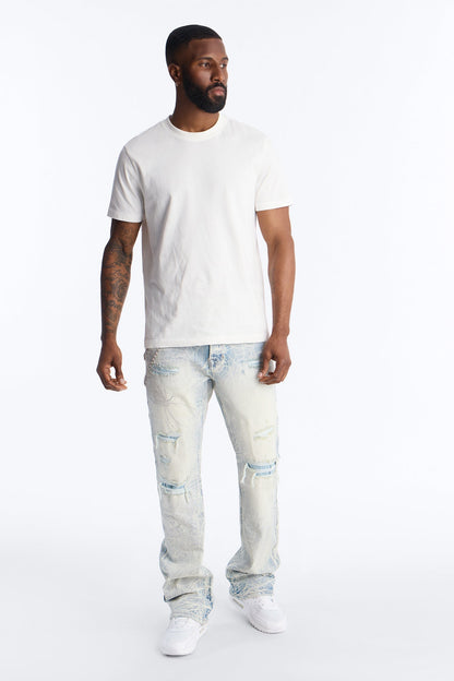 Stacked Skinny Flare Eternal Jeweled Web Jean - Light Wash - image 2