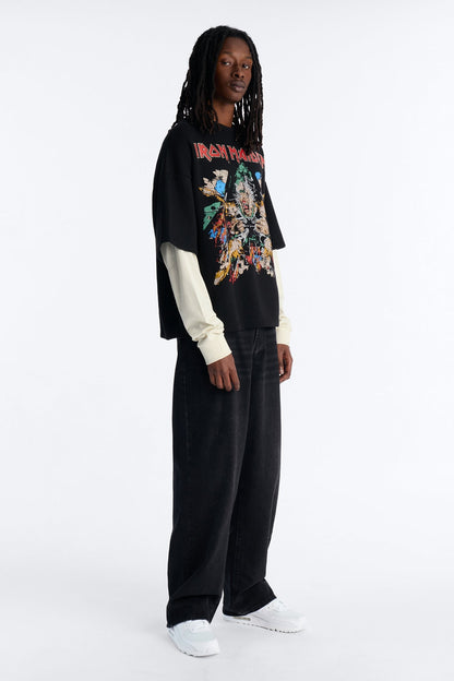 Iron Maiden Tailgunner Oversized Fleece Twofer - Black Wash - image 2