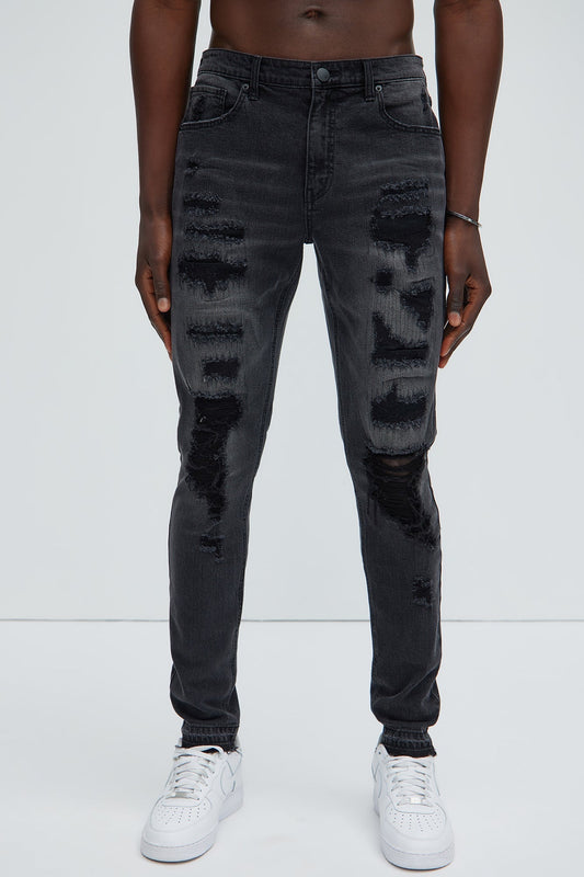 Keeping It Real Stacked Skinny Jeans - Black Wash - image 1