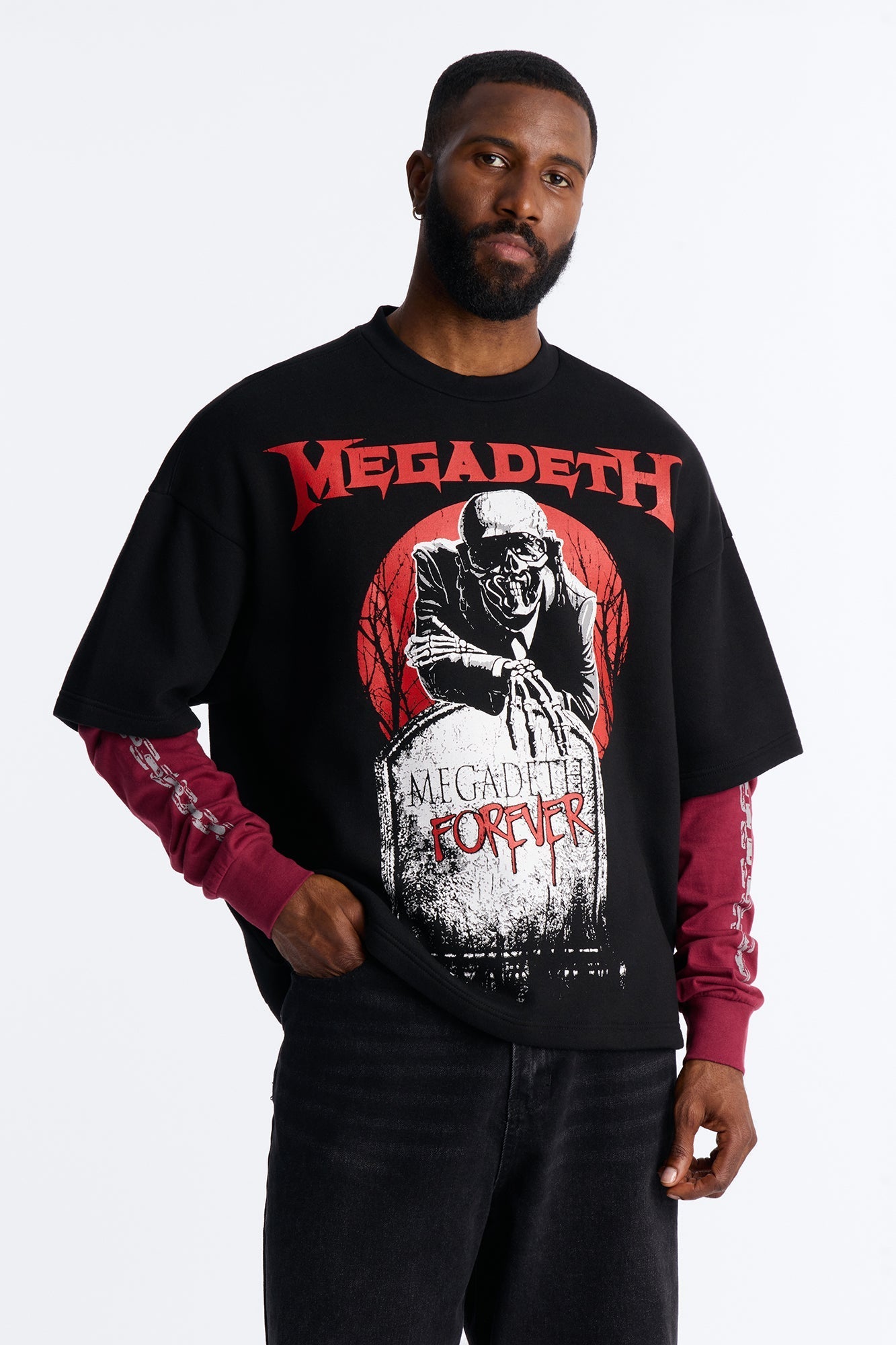 Megadeth Forever Oversized Fleece Twofer - Black Wash - image 1