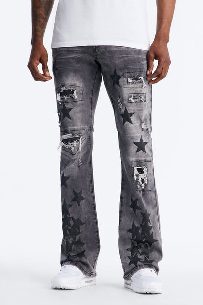 Stacked Skinny Flare Cosmo Jean - Black Wash - image 1