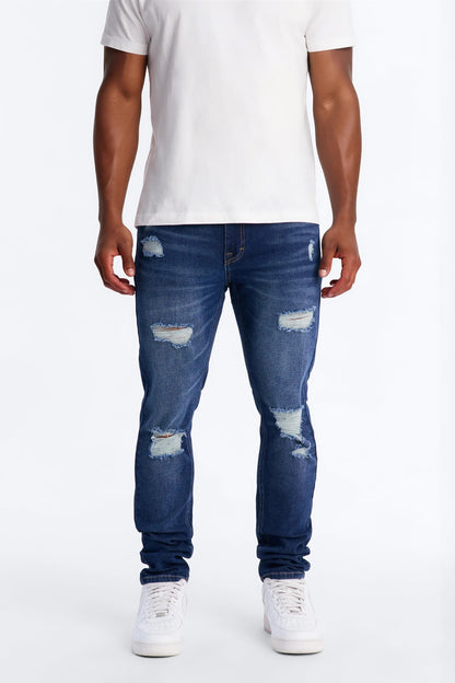 Essential Destroyed Skinny Stretch Jean - Dark Wash - image 1