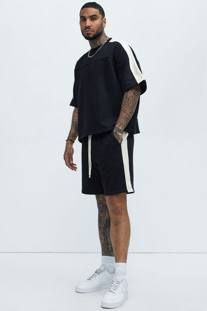 Tyson Oversized Heavyweight Striped Tee - Black - image 2