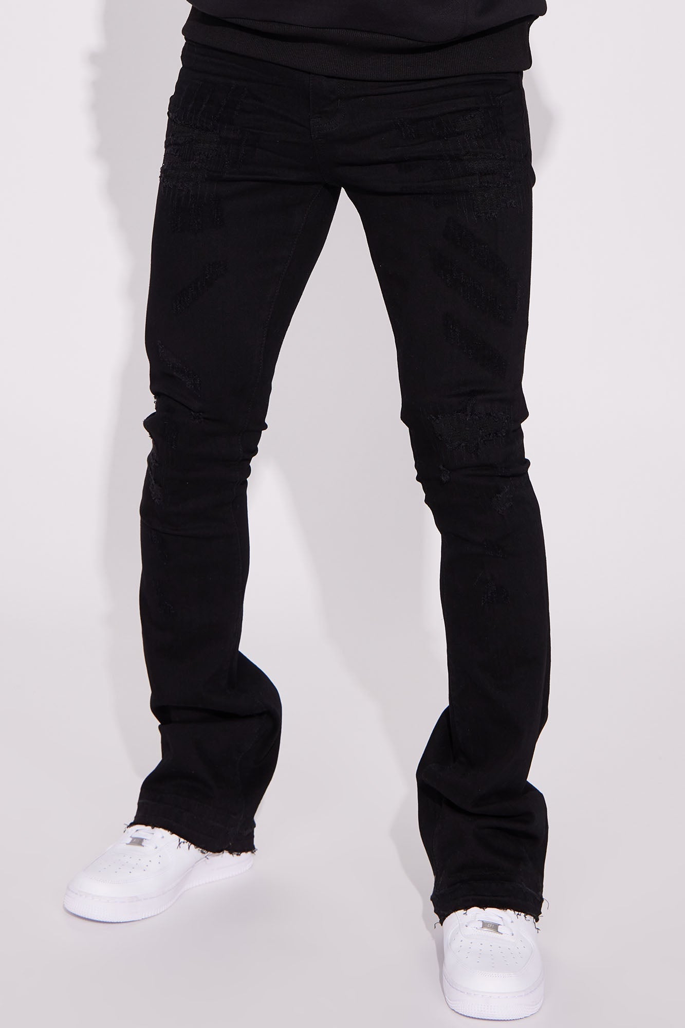 Do You Mind Stacked Skinny Flare Jeans - Black - image 1