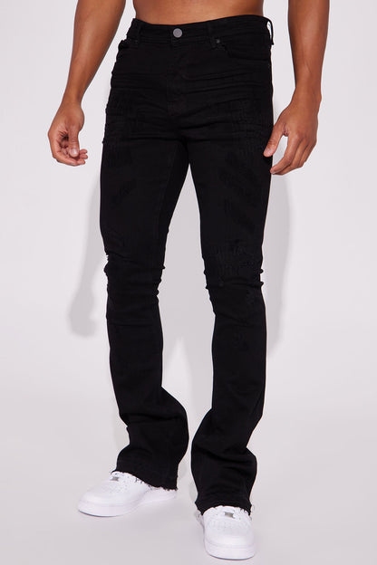 Do You Mind Stacked Skinny Flare Jeans - Black - image 3