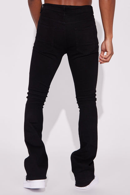 Do You Mind Stacked Skinny Flare Jeans - Black - image 4