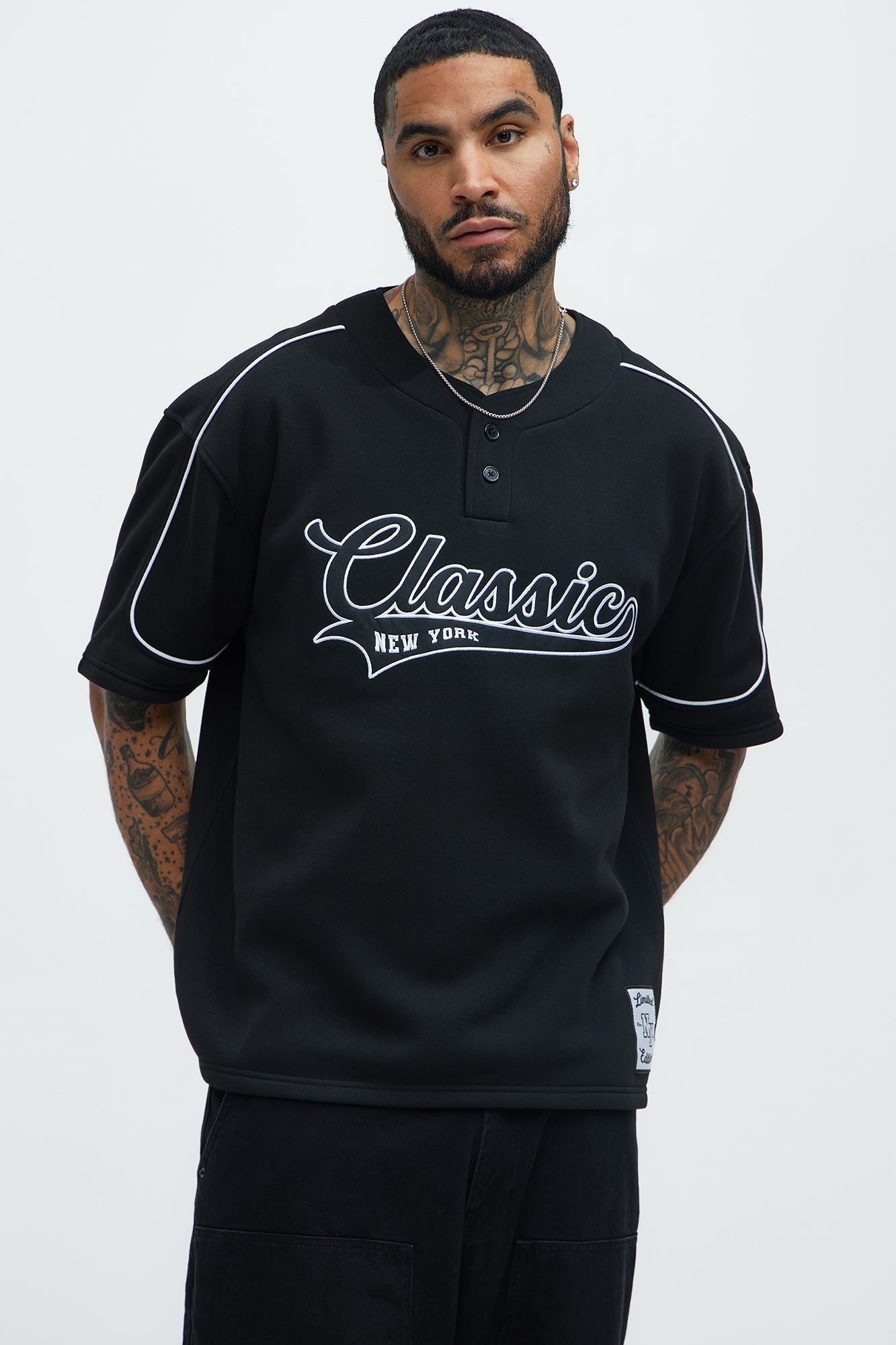 Classic New York Short Sleeve Henley - Black - image 1