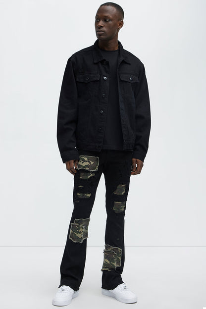 Hint Of Camo Stacked Skinny Flare Jeans - Black - image 2