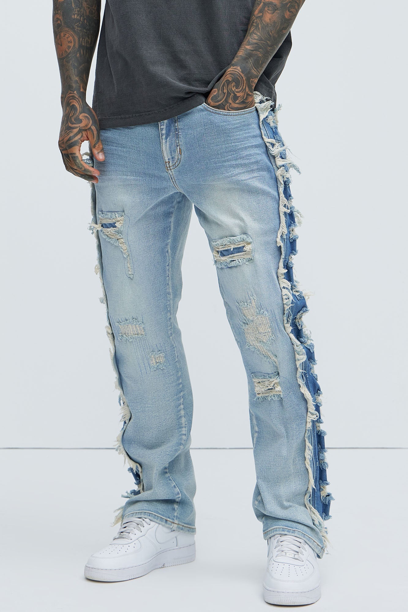 Track Stacked Skinny Flare Jeans - Medium Blue Wash - image 2