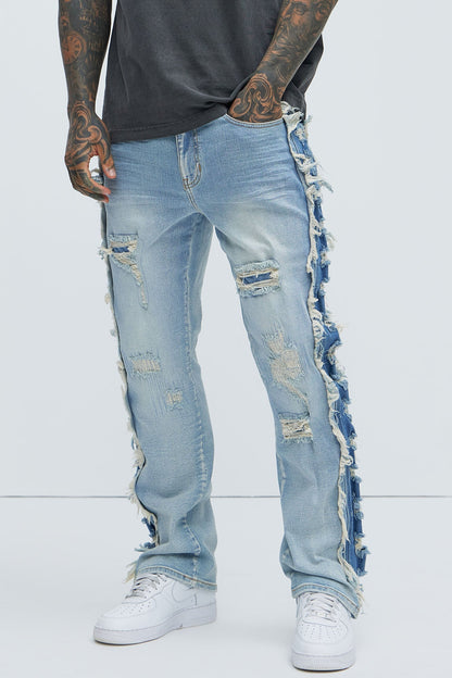 Track Stacked Skinny Flare Jeans - Medium Blue Wash - image 2