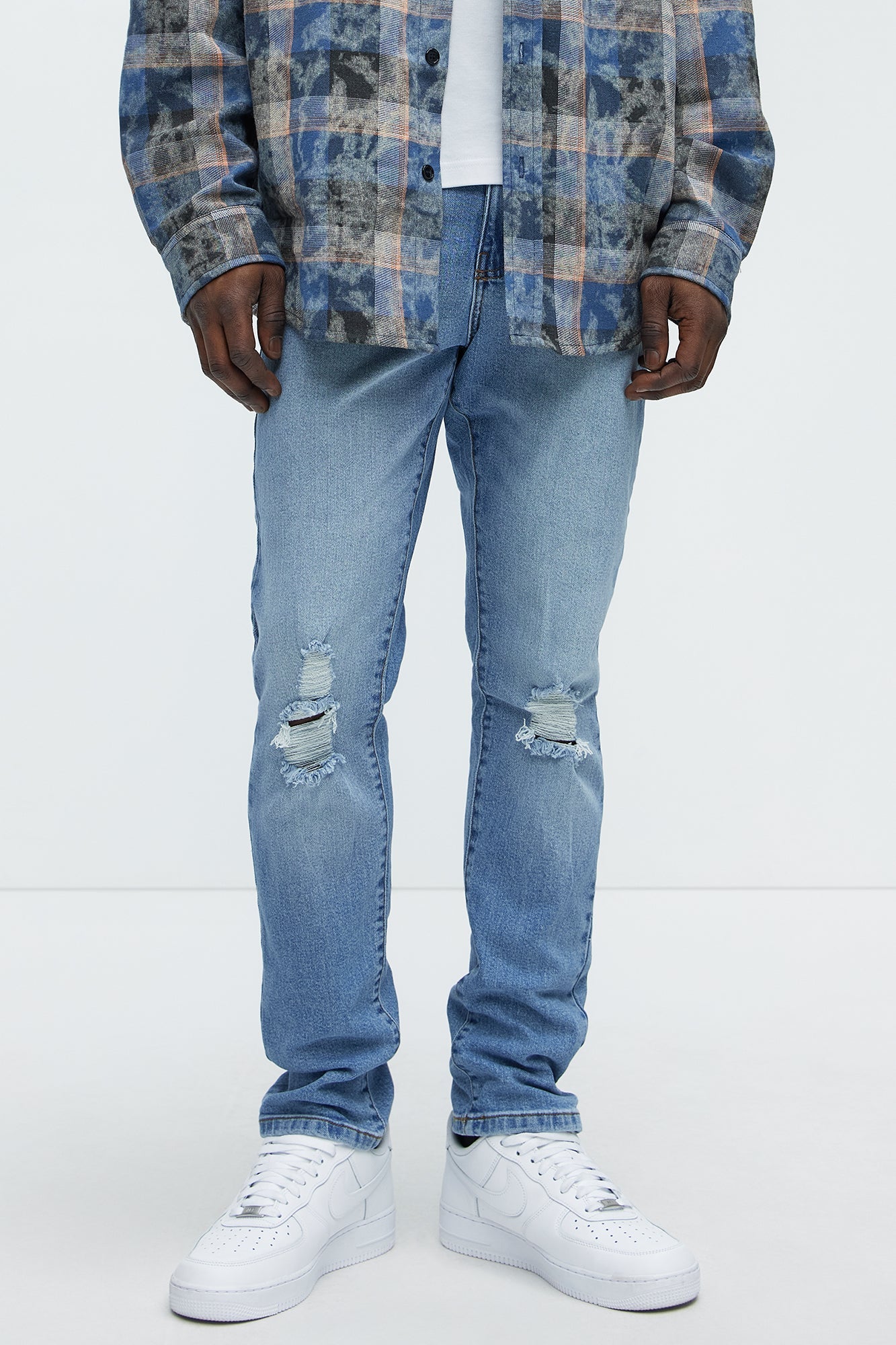 Cornell Distressed Slim Jeans - Light Wash - image 1