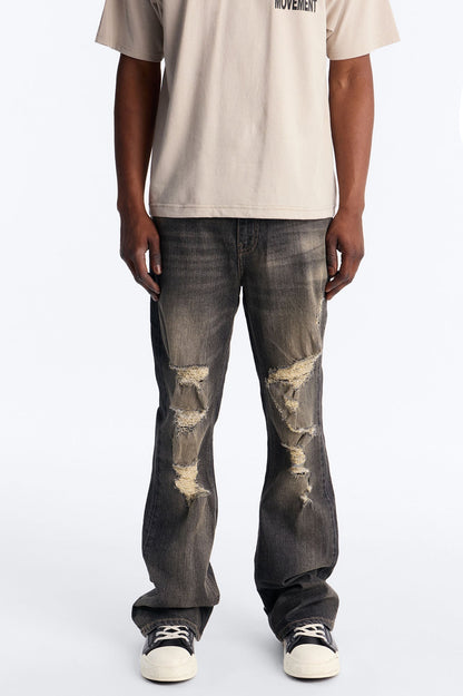 Stacked Slim Flare Make It Distressed Jean - Black Wash - image 1