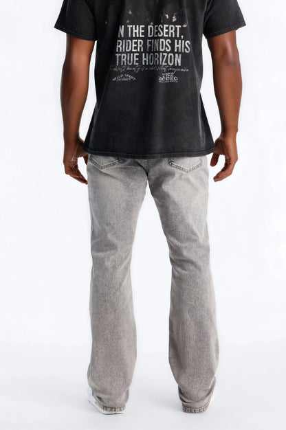 Stacked Skinny Slim Flare Acid Distressed Jeans - Grey - image 4